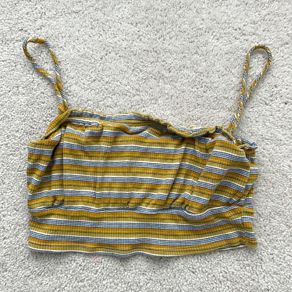 Yellow & Blue Tank top Crop Top - Picture 1 of 4